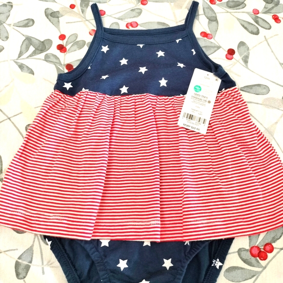 Baby Girls Americana Flag Print Sleeveless Sunsuit, NEW - Picture 5 of 6